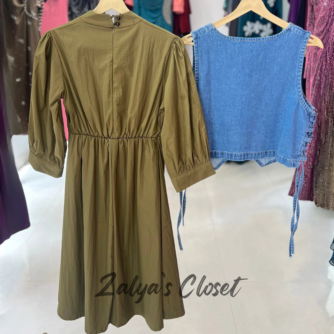 Long Dress with Denim Jacket on Top image 2