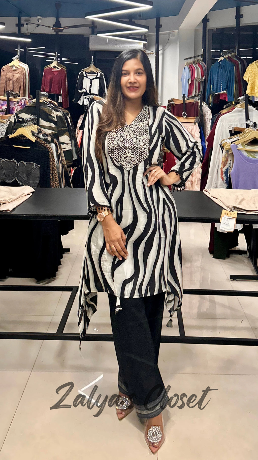 Animal Printed work on neck Co-ord set