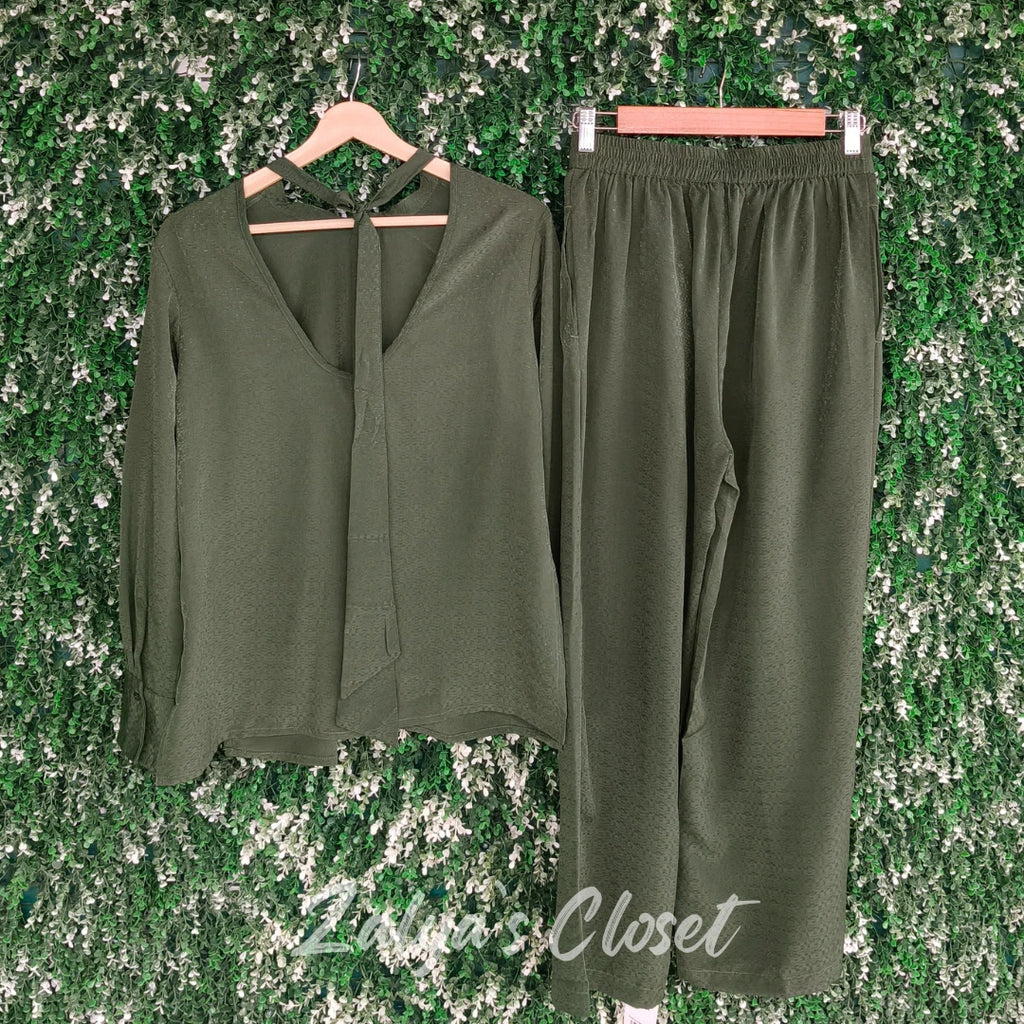 Back Tie-up Satin Co-ord Set