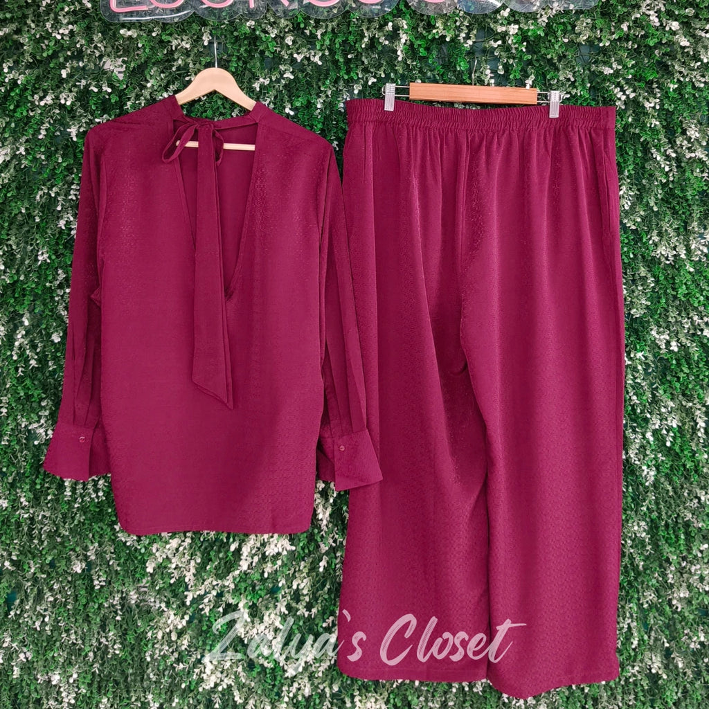 Back Tie-up Satin Co-ord Set