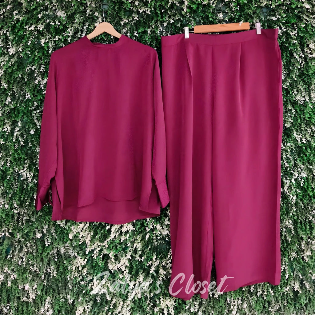 Back Tie-up Satin Co-ord Set