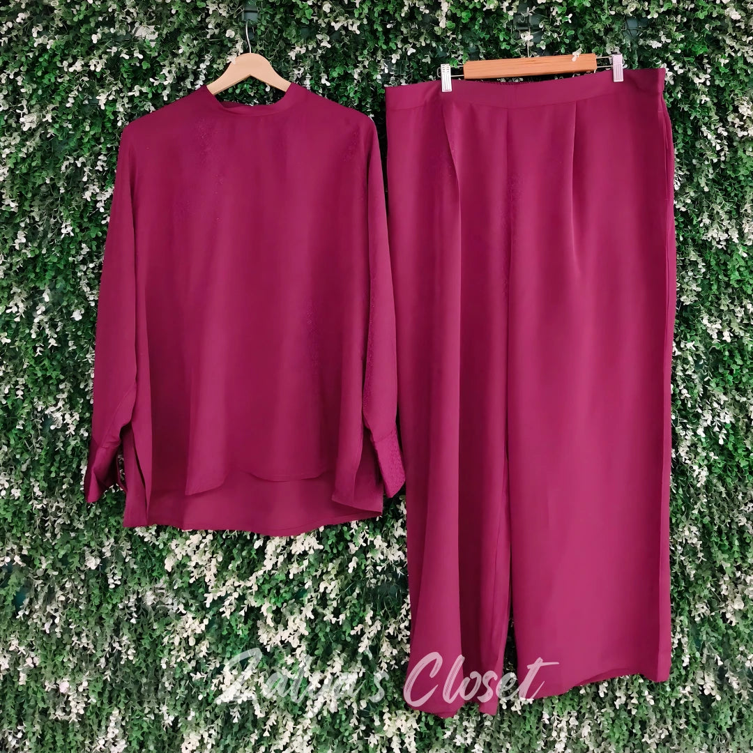 Back Tie-up Satin Co-ord Set