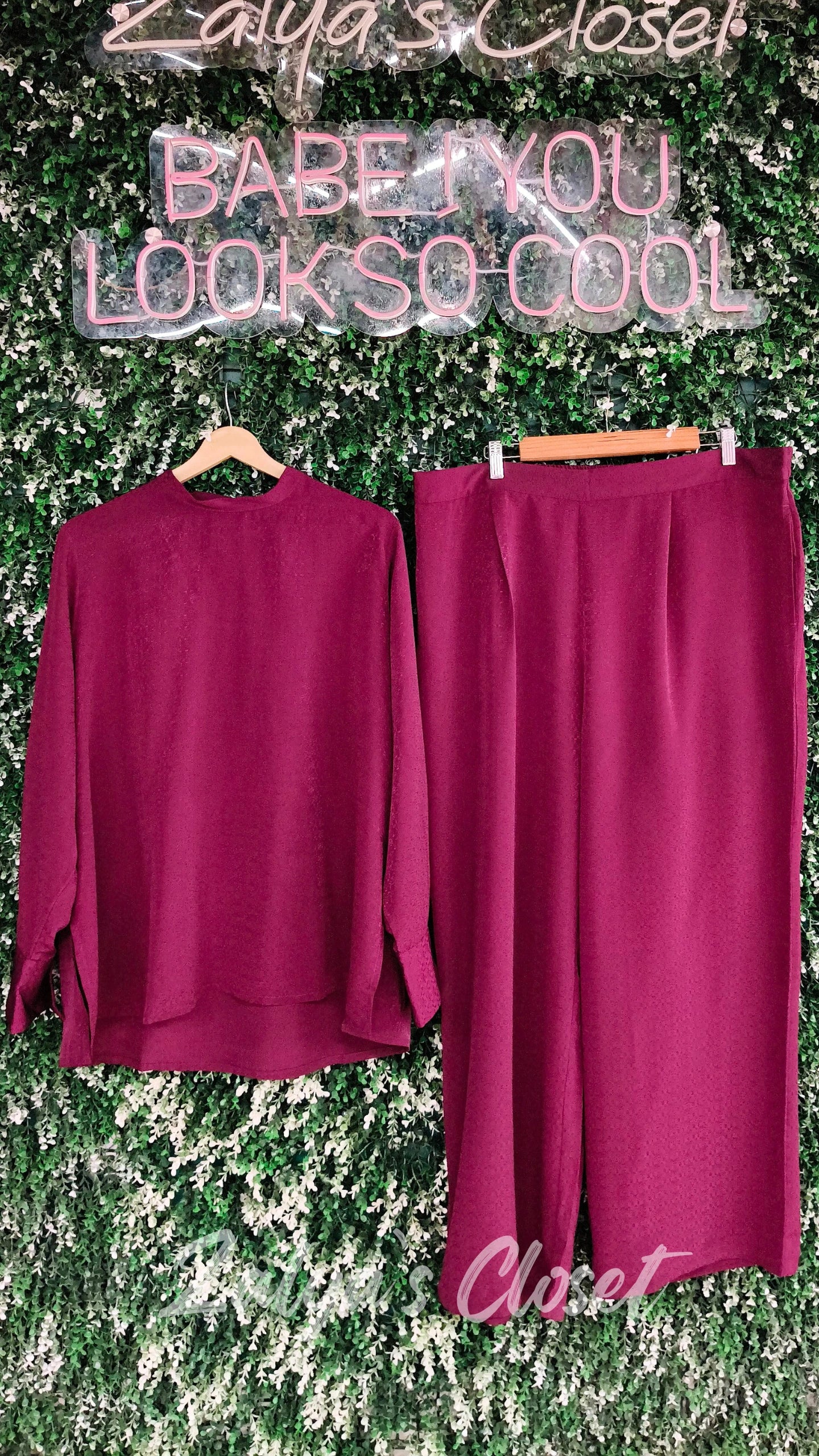 Back Tie-up Satin Co-ord Set