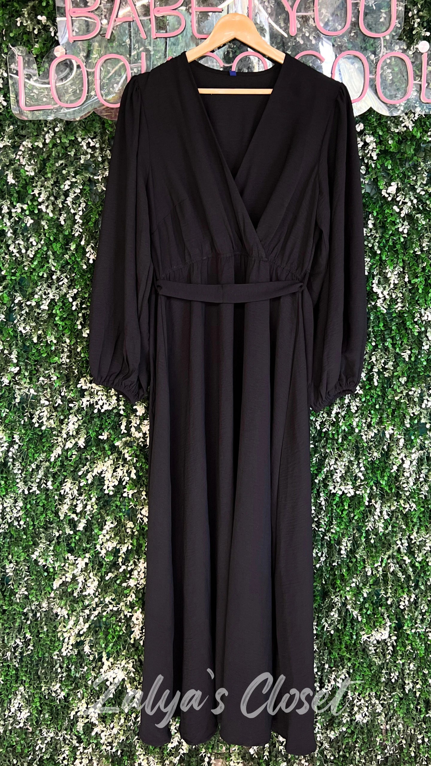 Black Regular Fit Solid Dress