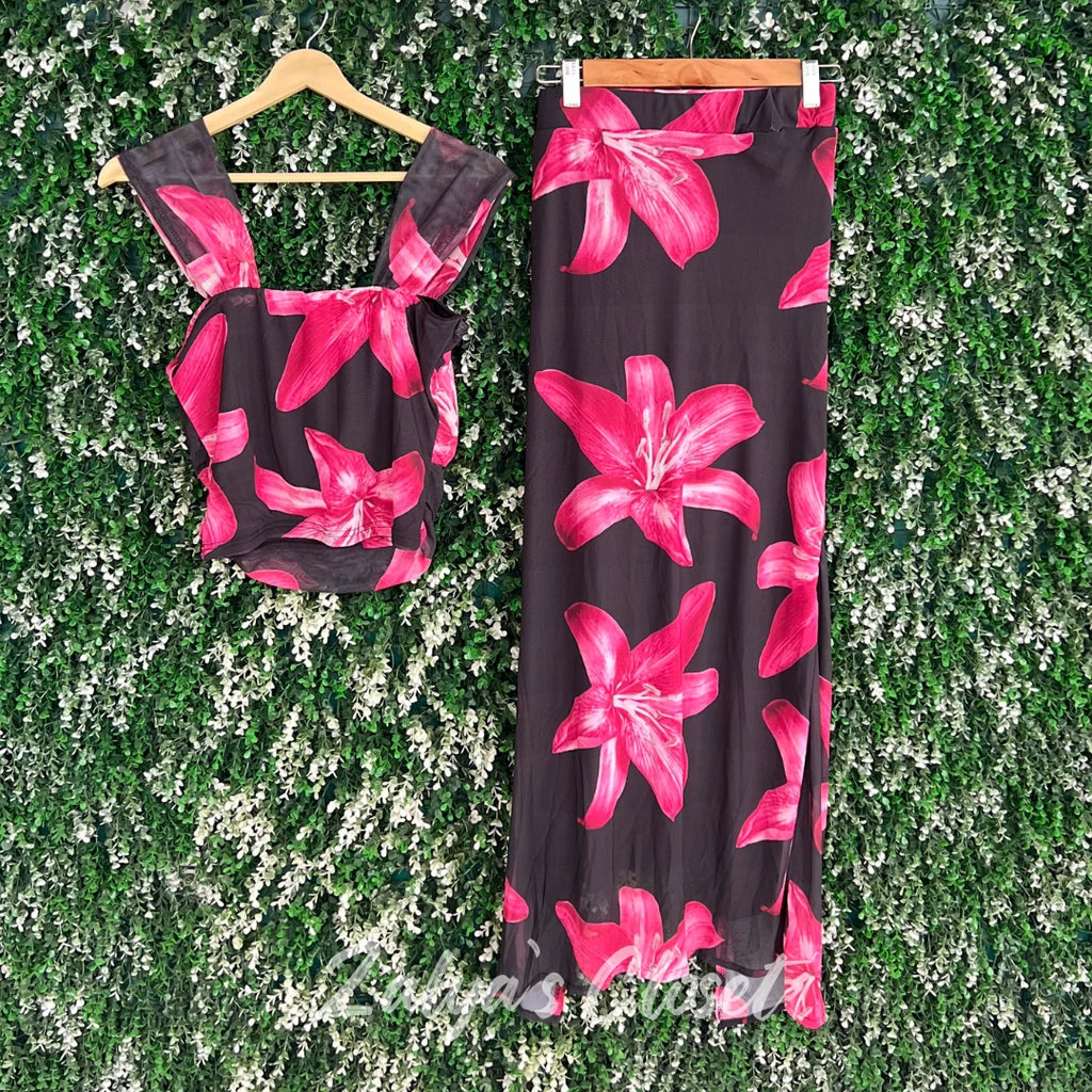 Bodycon Top and Skirt Set Printed