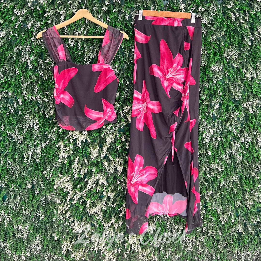 Bodycon Top and Skirt Set Printed