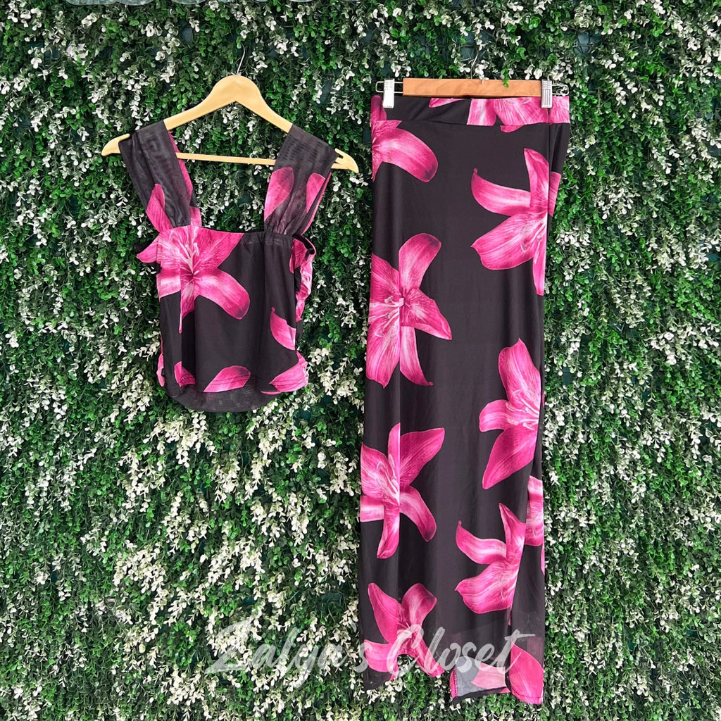 Bodycon Top and Skirt Set Printed