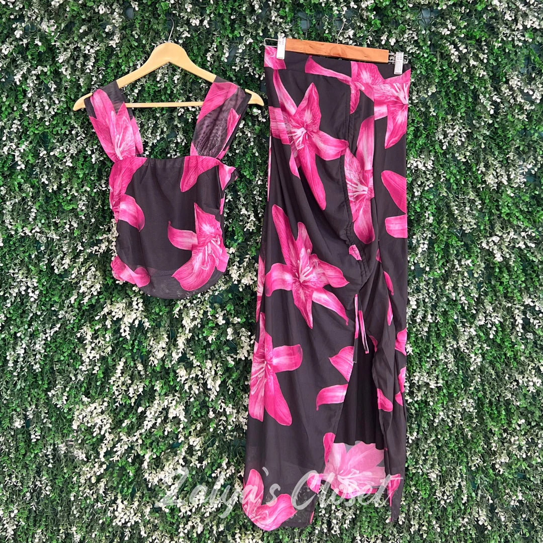 Bodycon Top and Skirt Set Printed