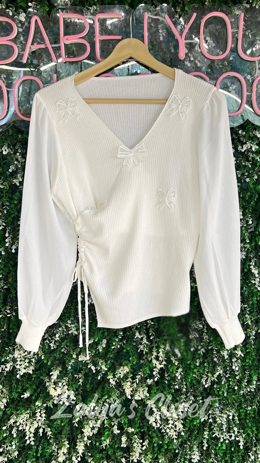 Bow Design Black and White Imported Tops