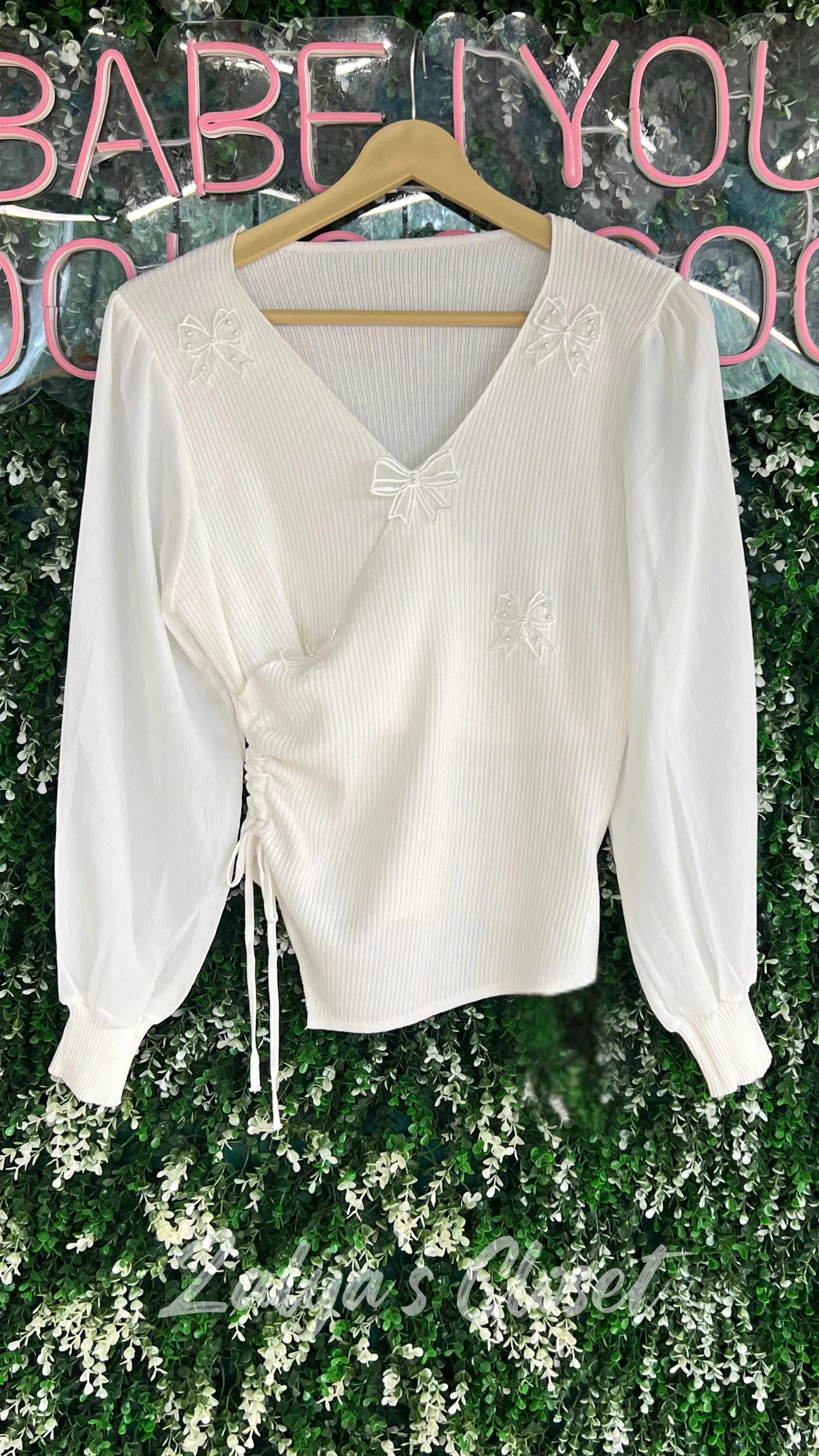 Bow Design Black and White Imported Tops