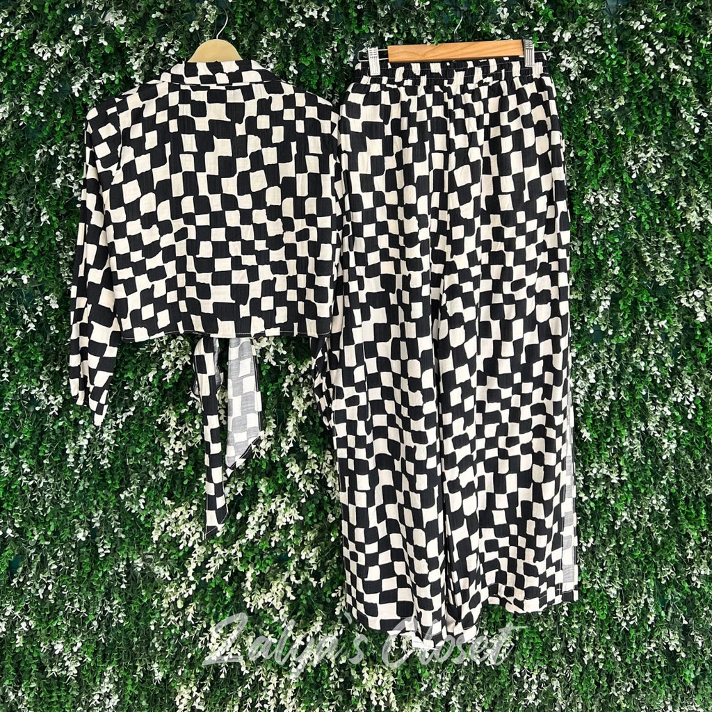 Checked Crop top and Pant Co-ord Set