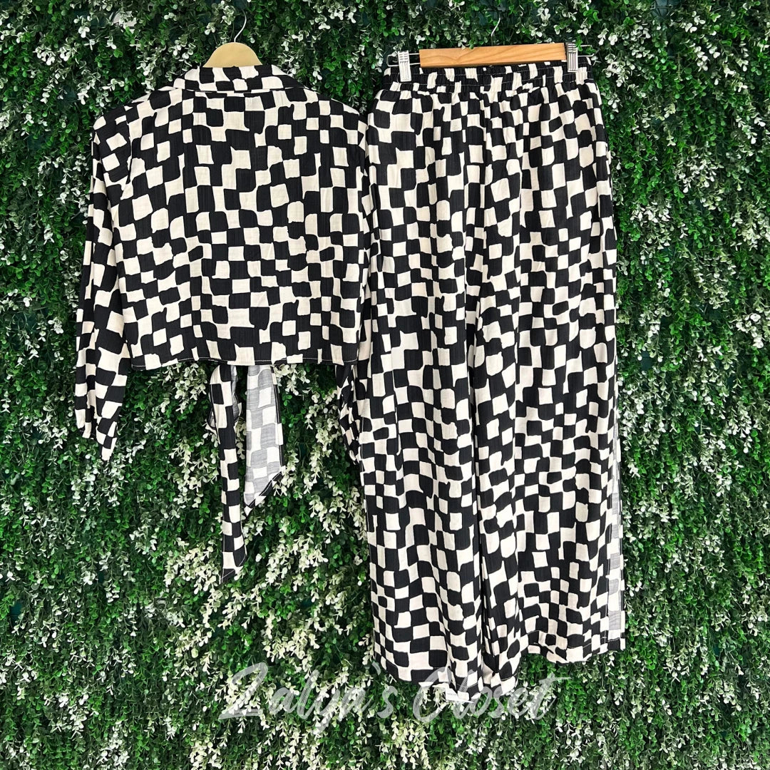Checked Crop top and Pant Co-ord Set