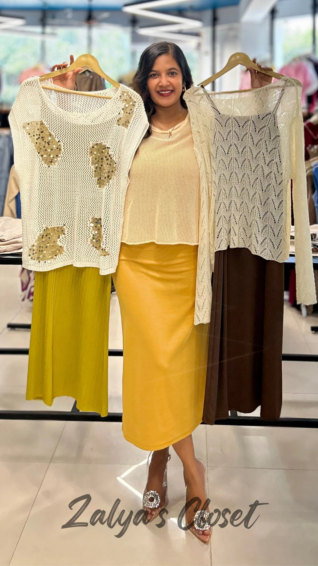 Crochet Work Shrug with Slip Dress