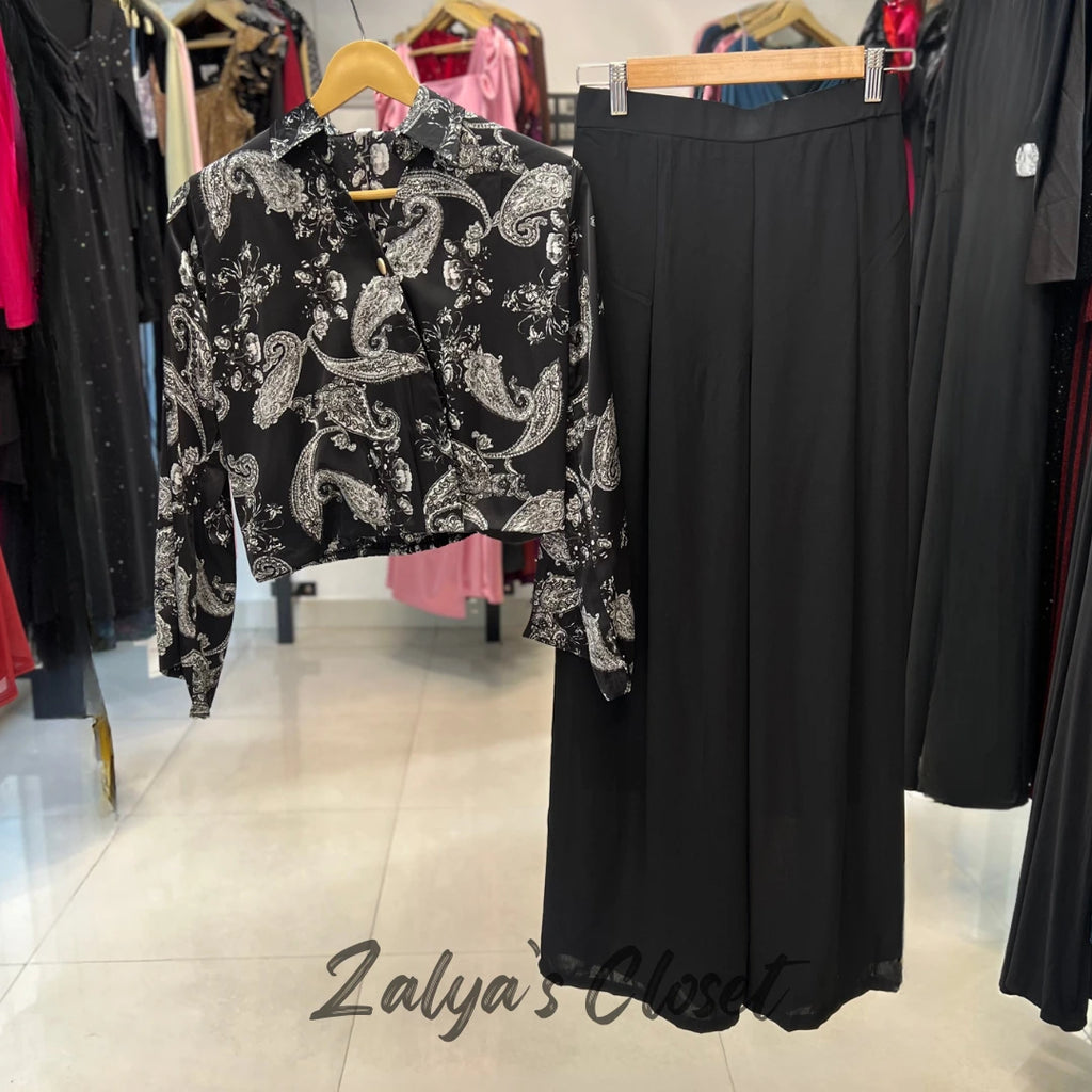 Crop Top Printed With Pant Co Ord Set