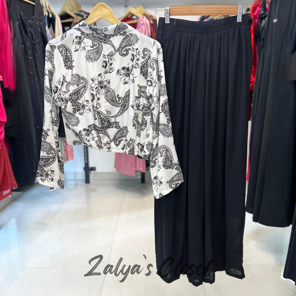 Crop Top Printed With Pant Co Ord Set