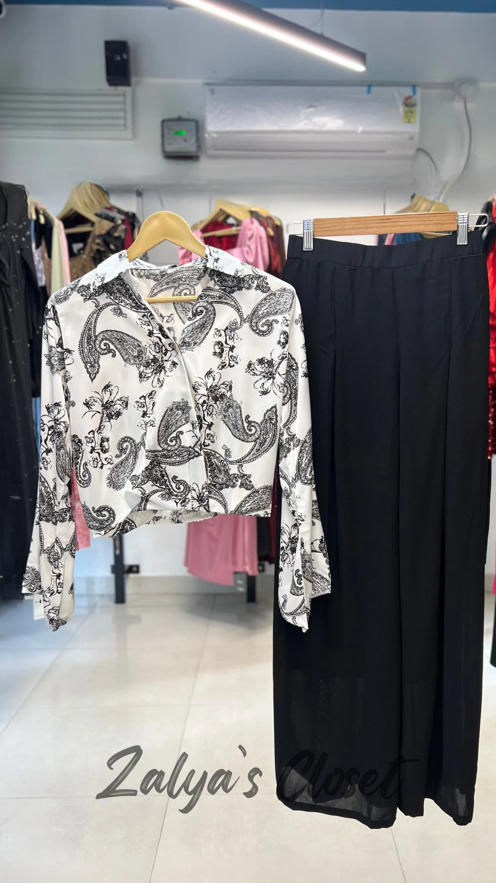 Crop Top Printed With Pant Co Ord Set