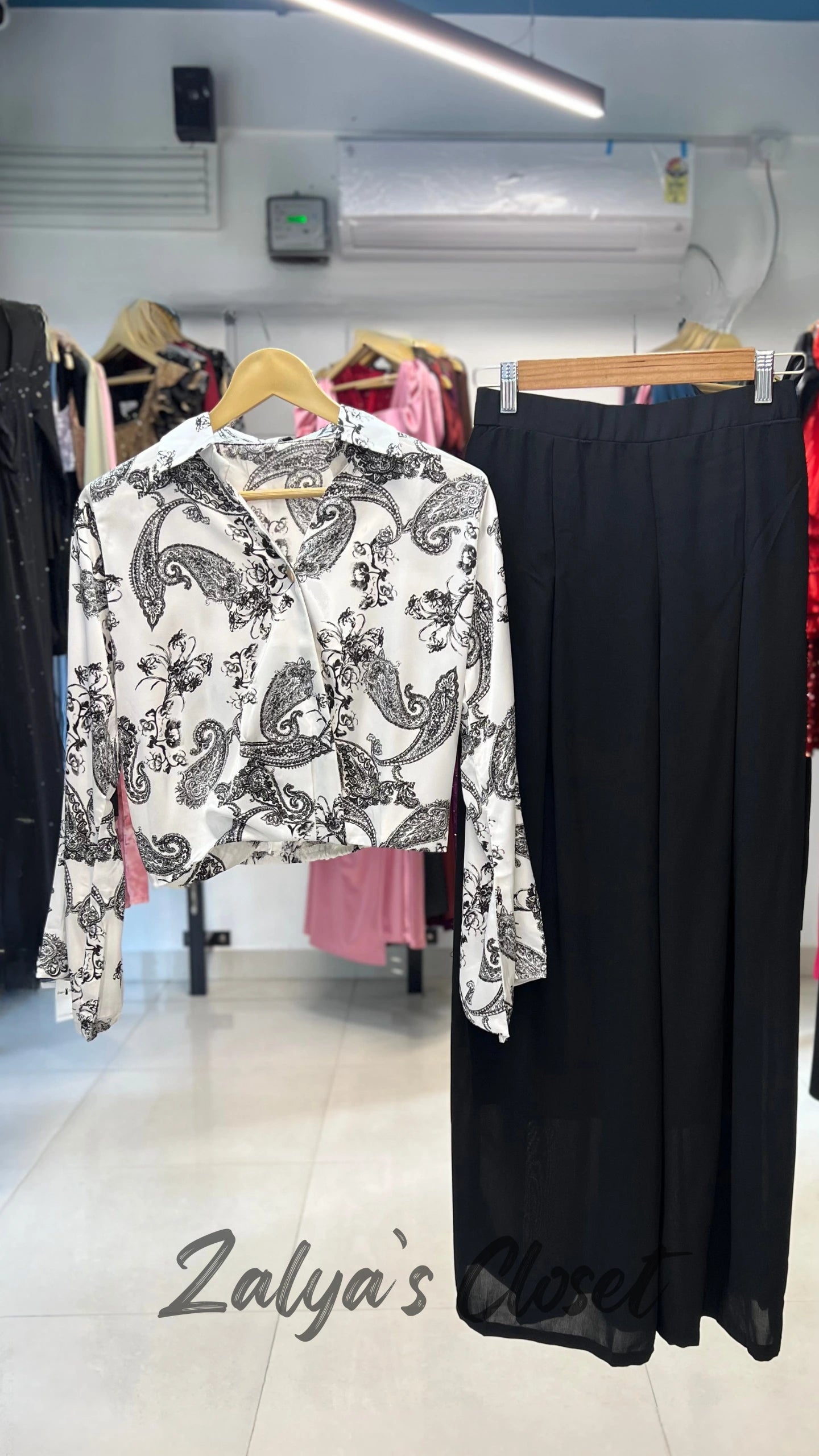 Crop Top Printed With Pant Co Ord Set