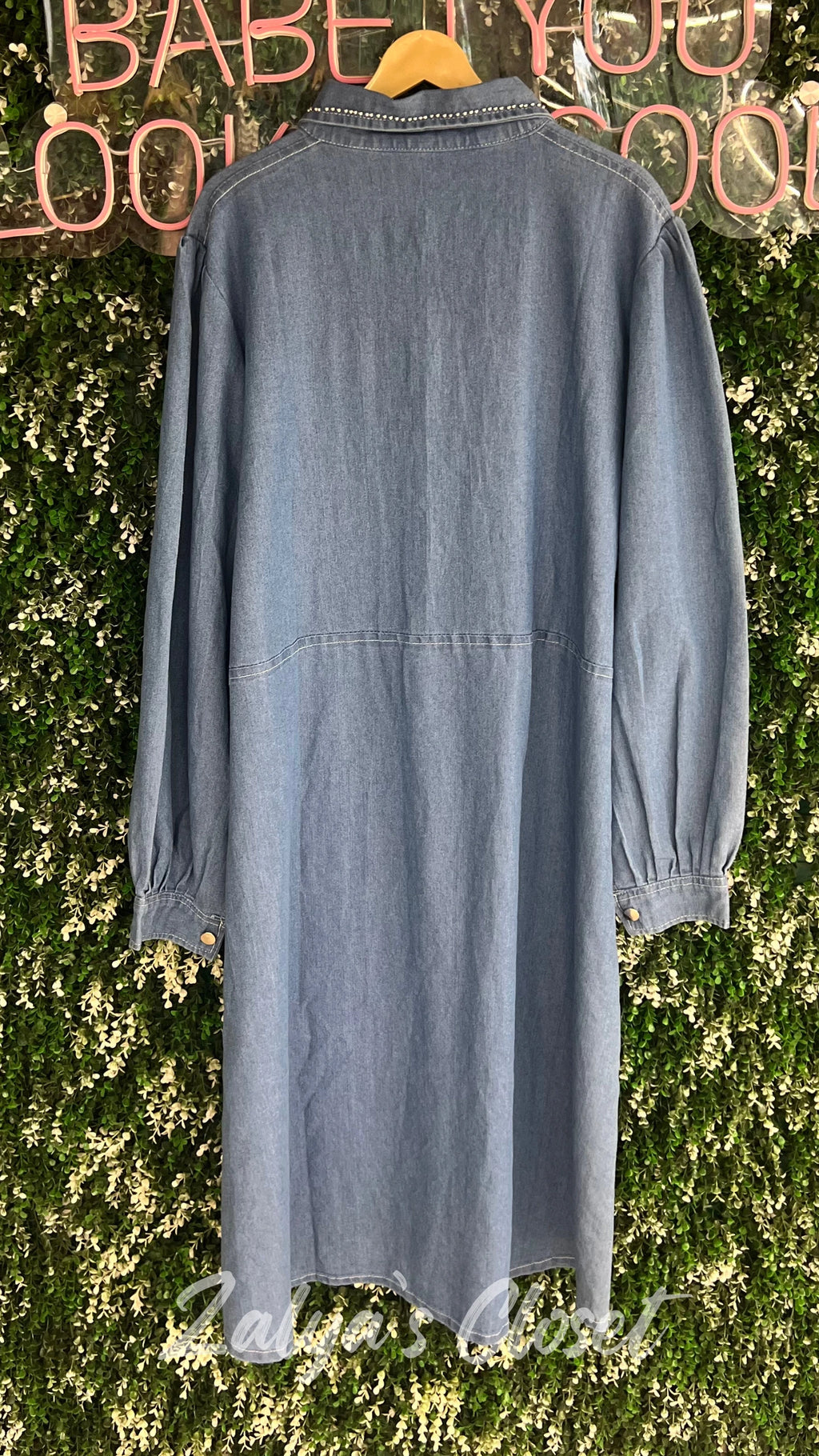 Denim Button Down Dress With Belt