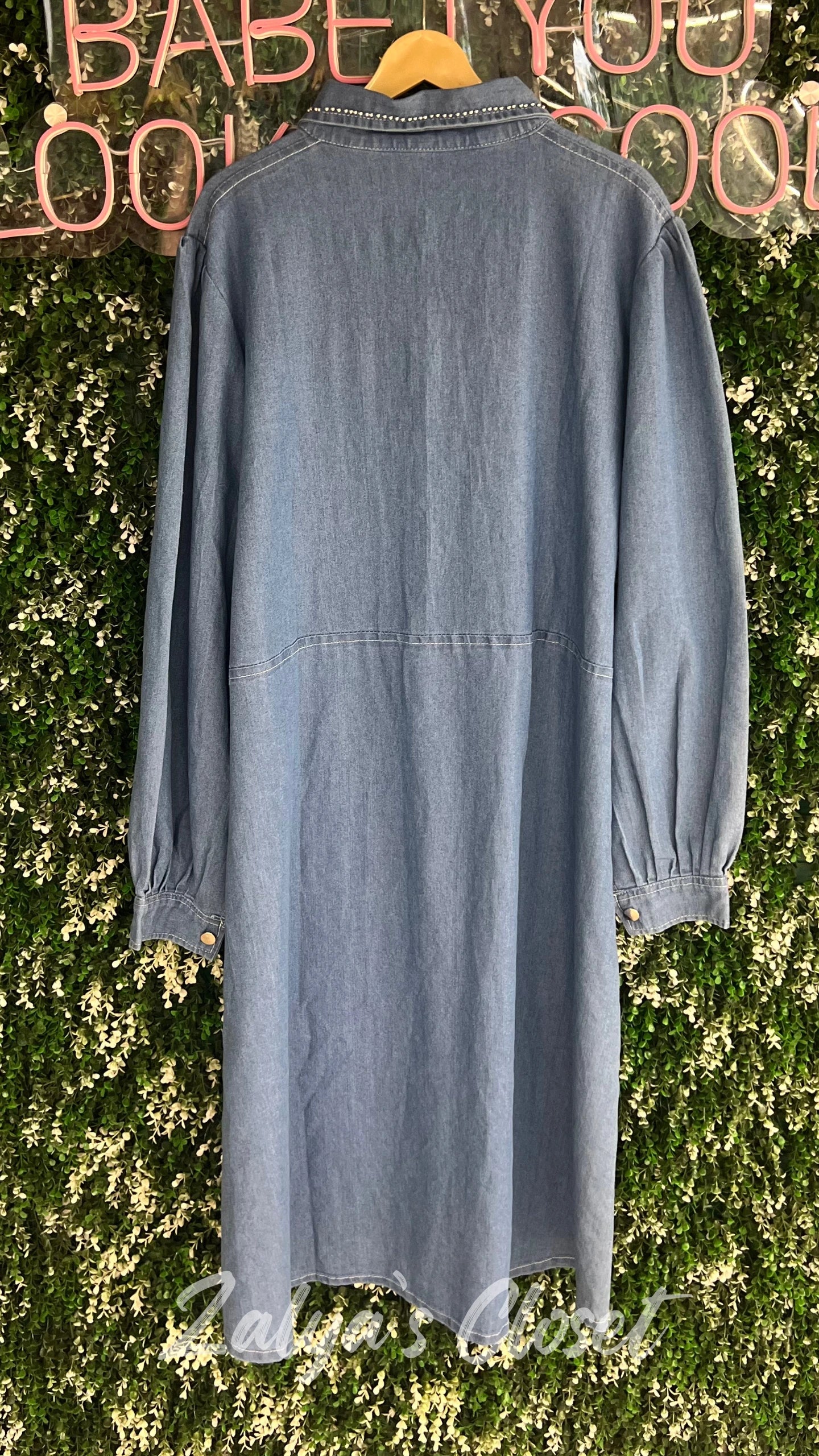 Denim Button Down Dress With Belt