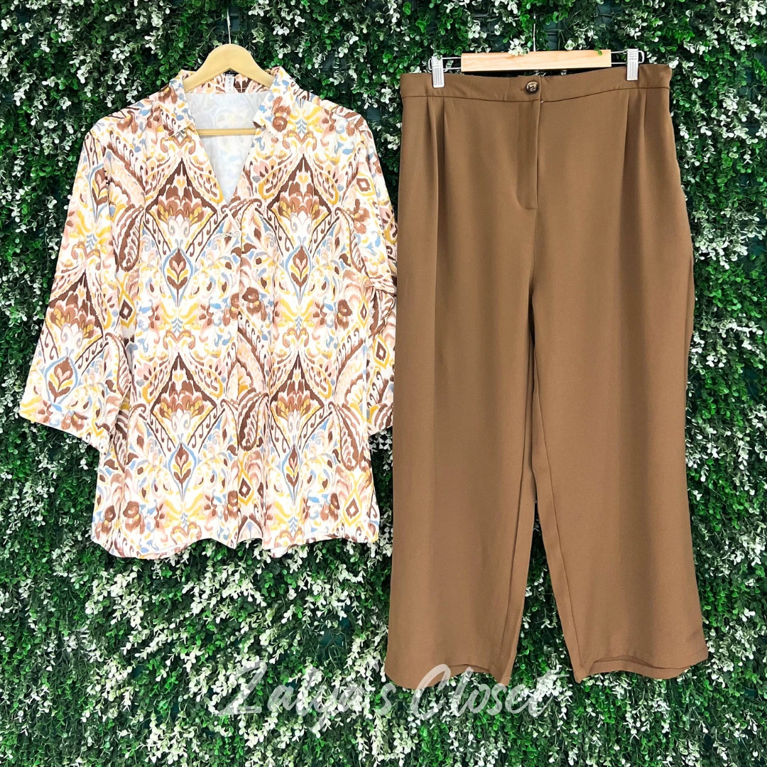 Floral printed shirt with solid Pant Co-ord set