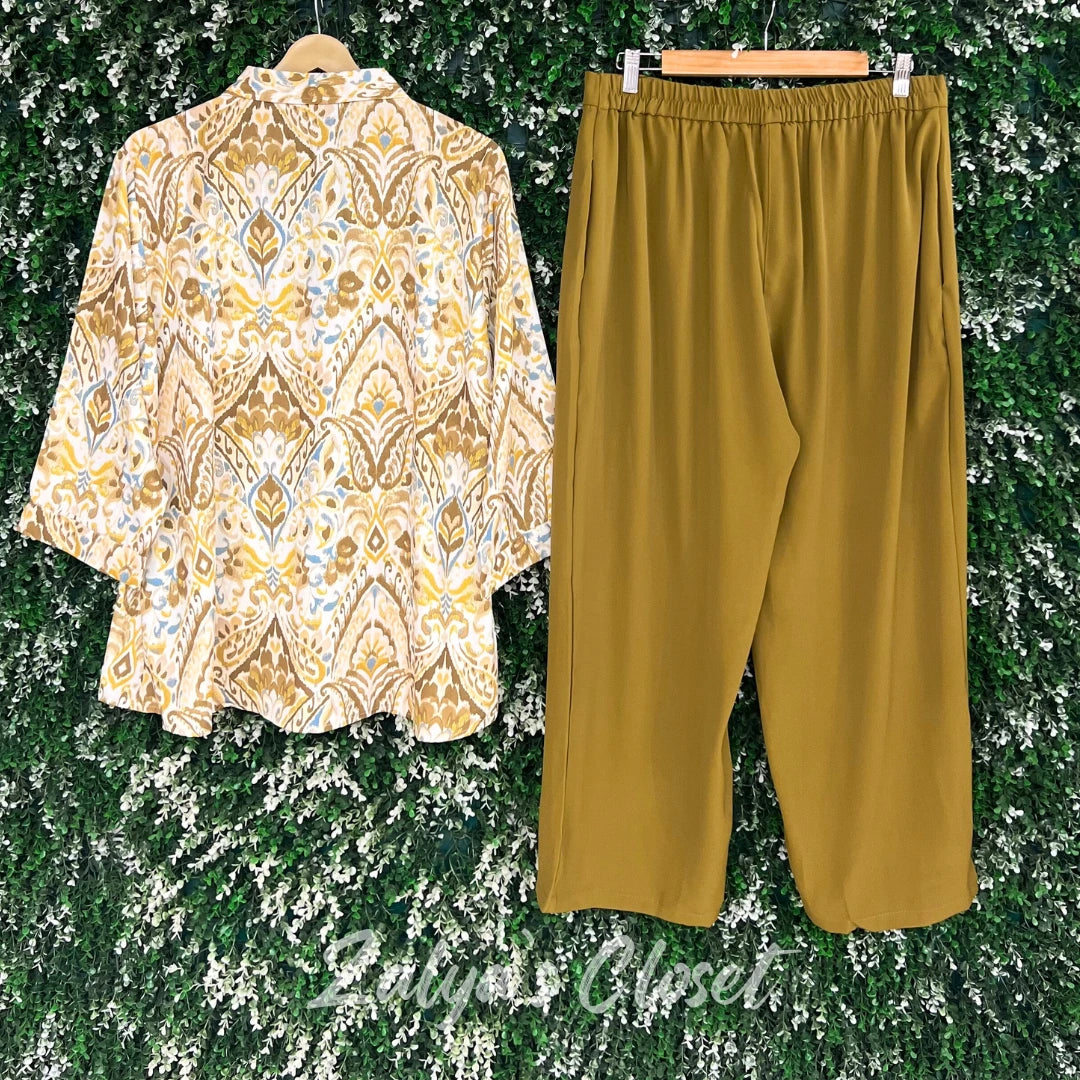 Floral printed shirt with solid Pant Co-ord set