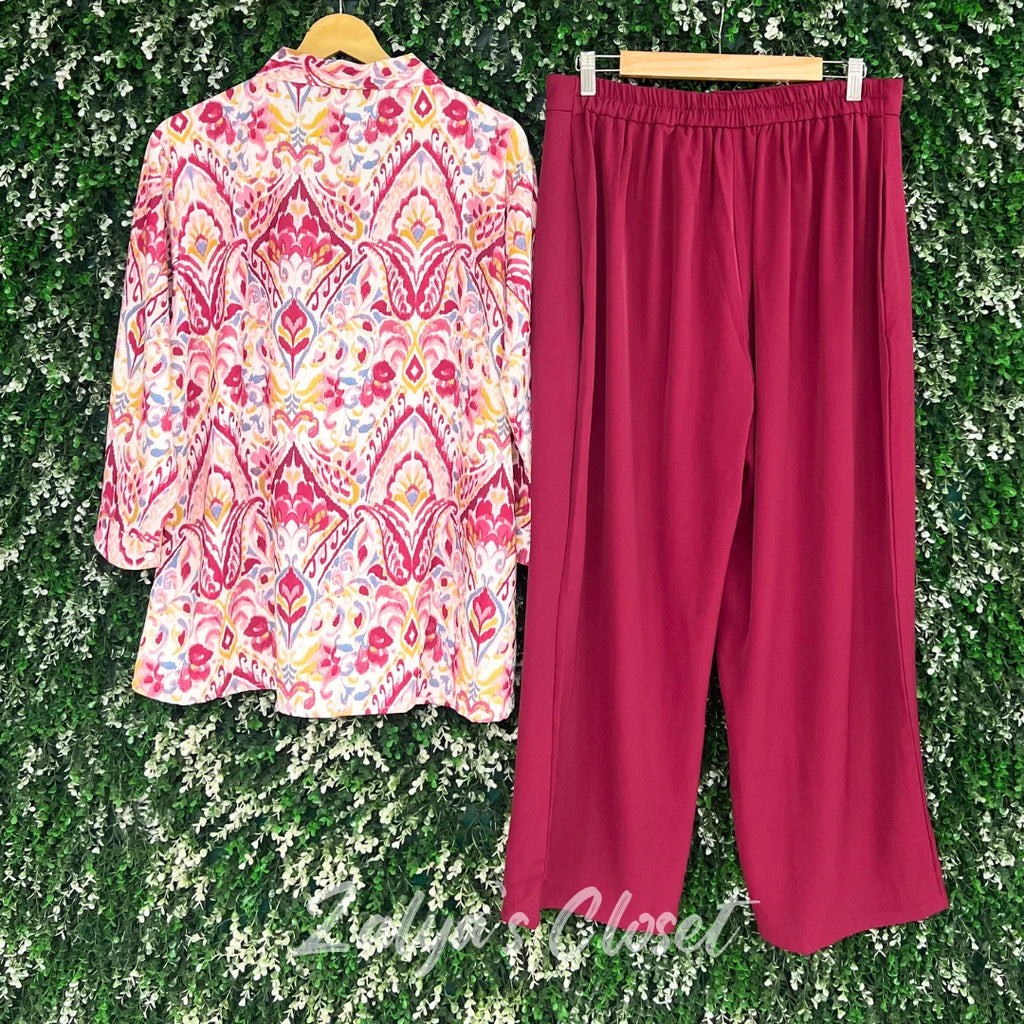 Floral printed shirt with solid Pant Co-ord set