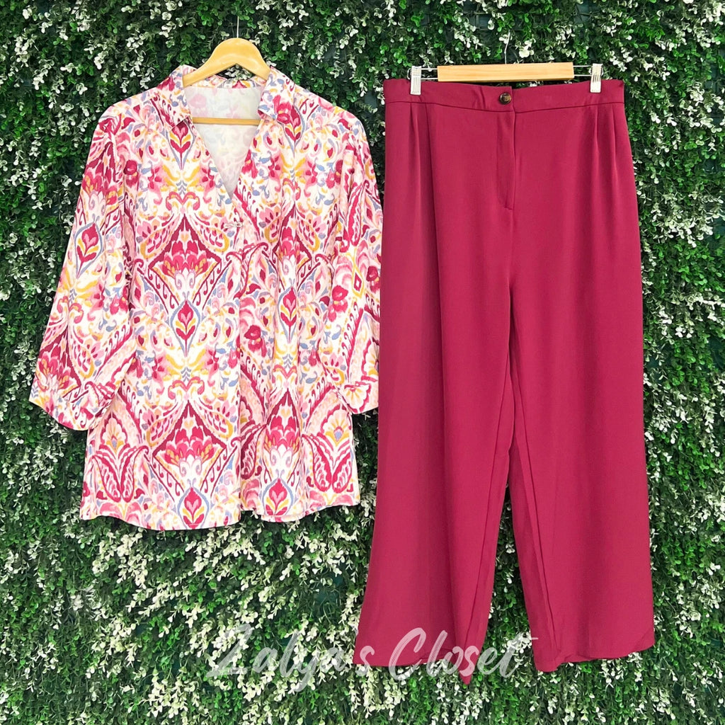 Floral printed shirt with solid Pant Co-ord set