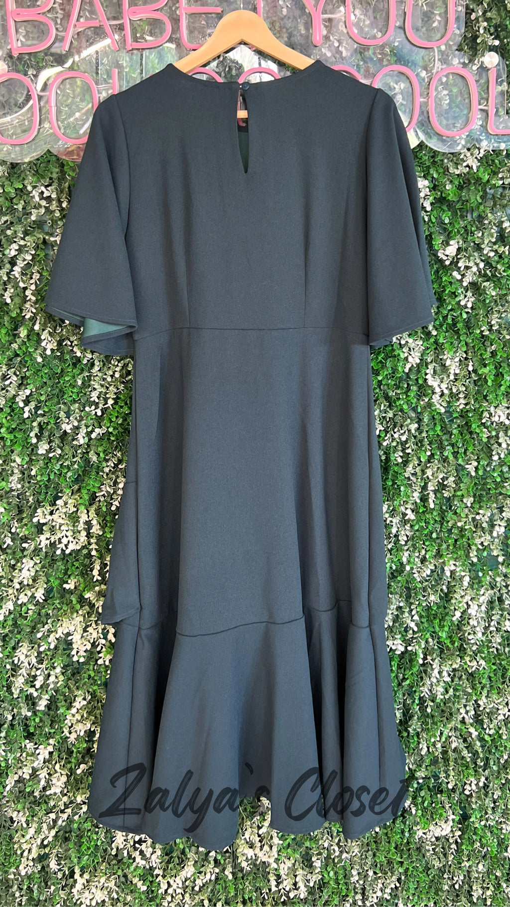 Forest Green Asymmetric Midi Dress