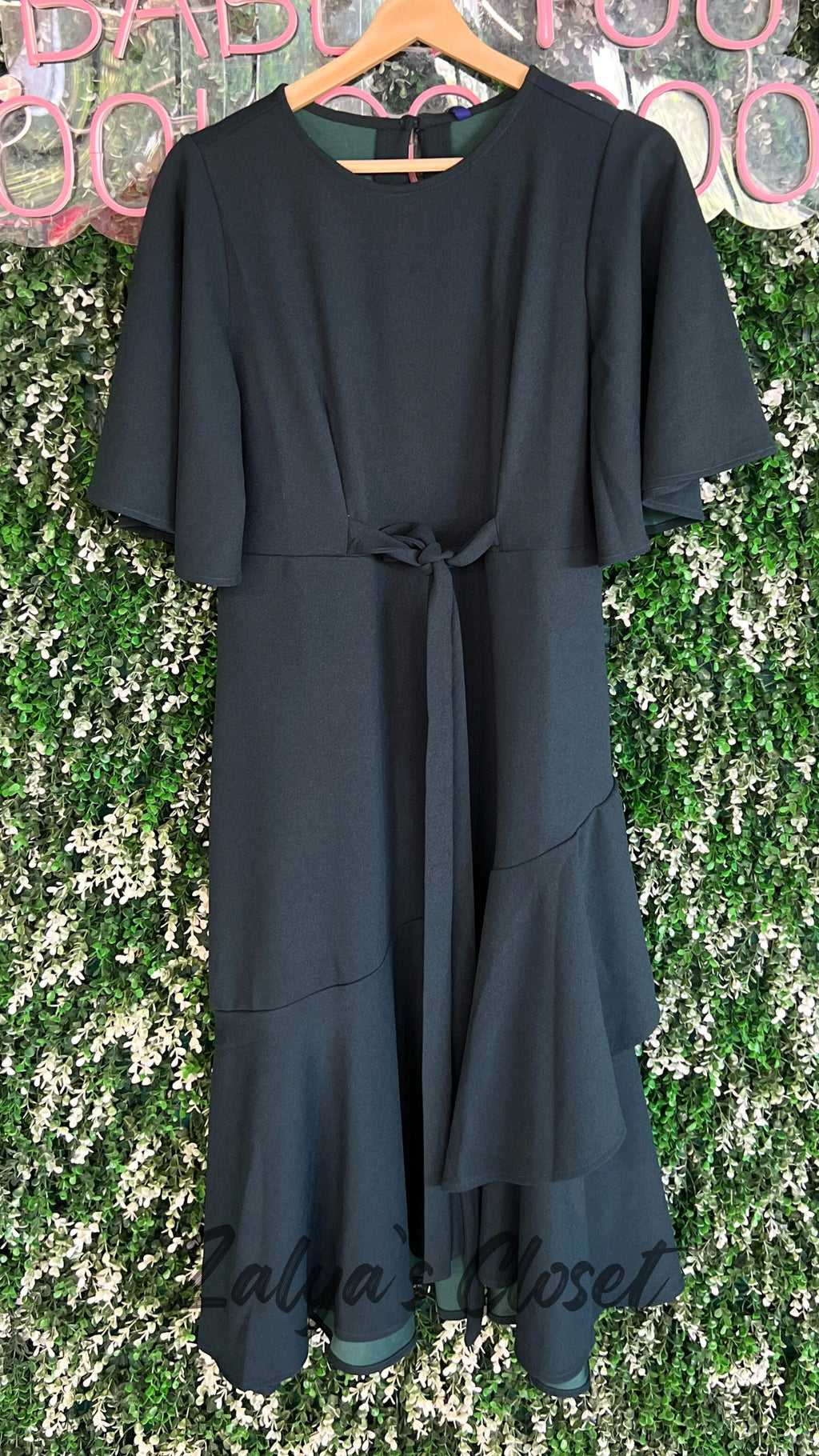 Forest Green Asymmetric Midi Dress