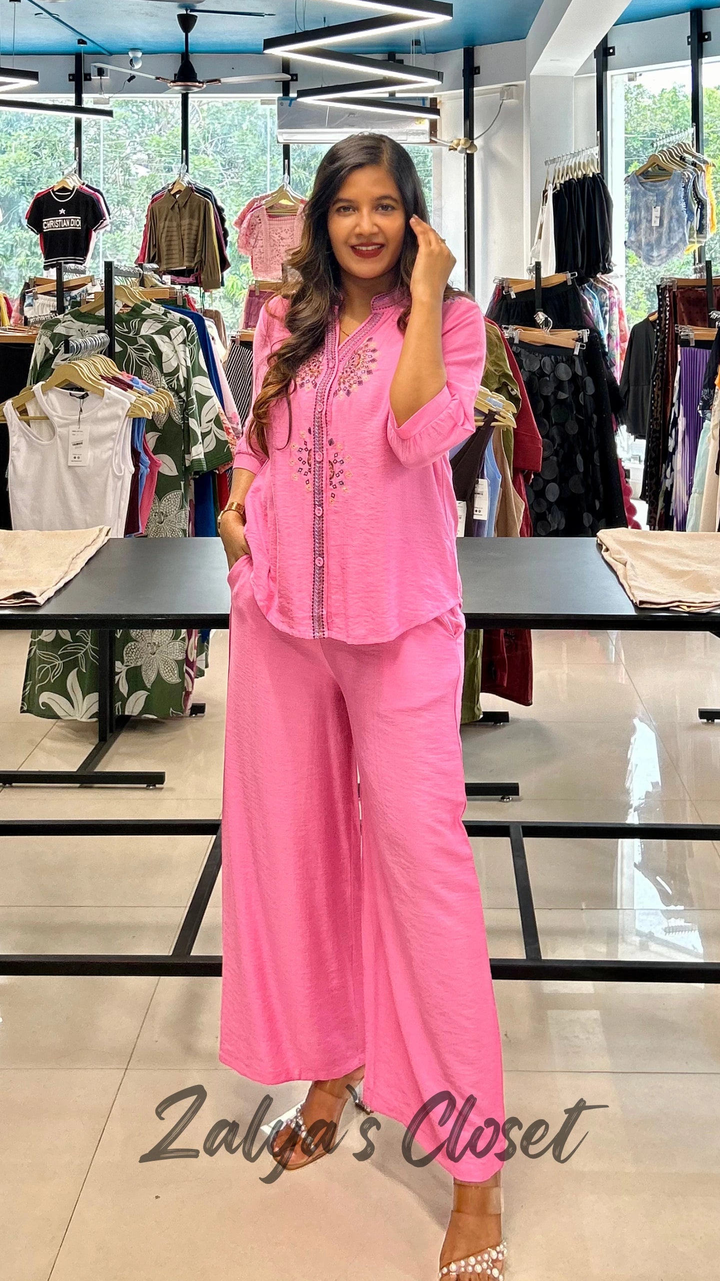 Front Embroidered Top and Pant Co-ord Set