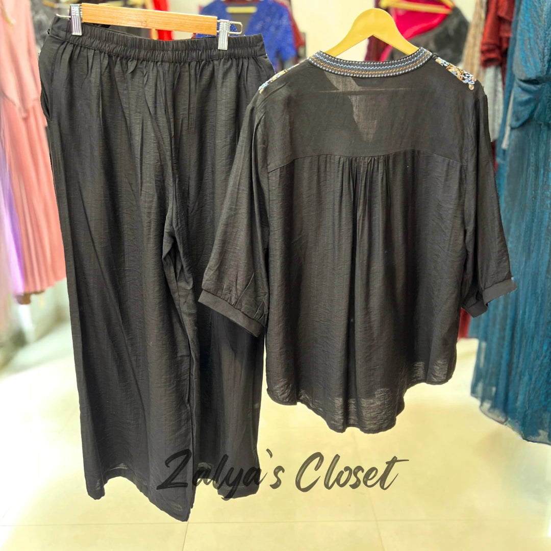 Front Embroidered Top and Pant Co-ord Set