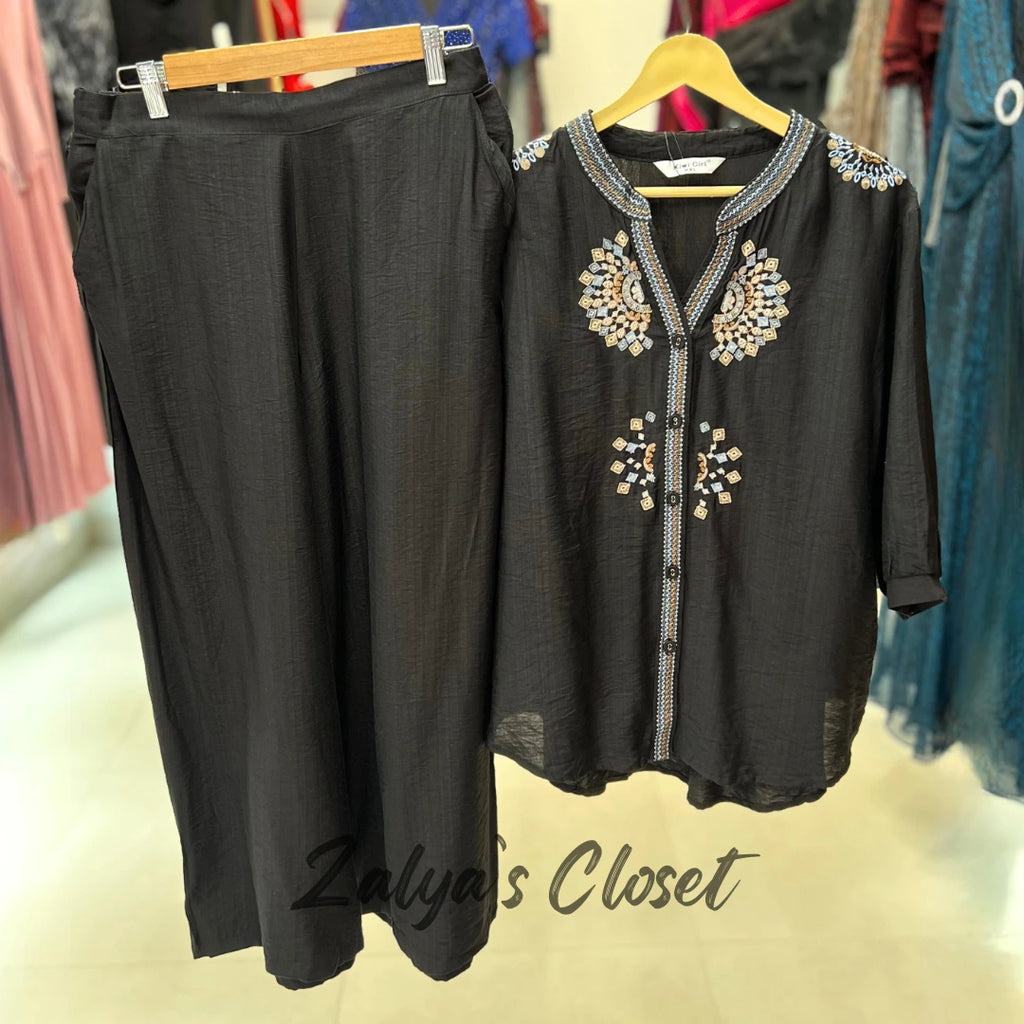 Front Embroidered Top and Pant Co-ord Set