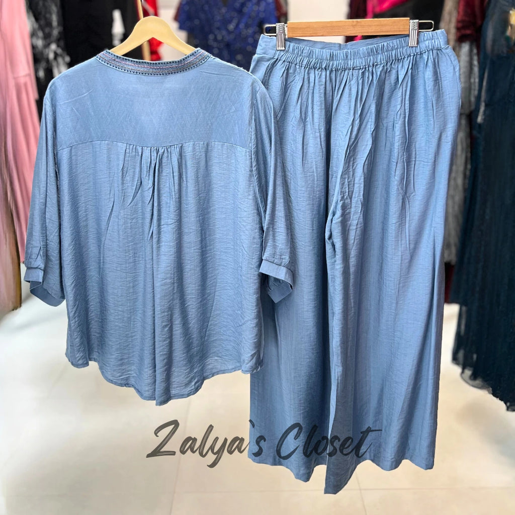 Front Embroidered Top and Pant Co-ord Set