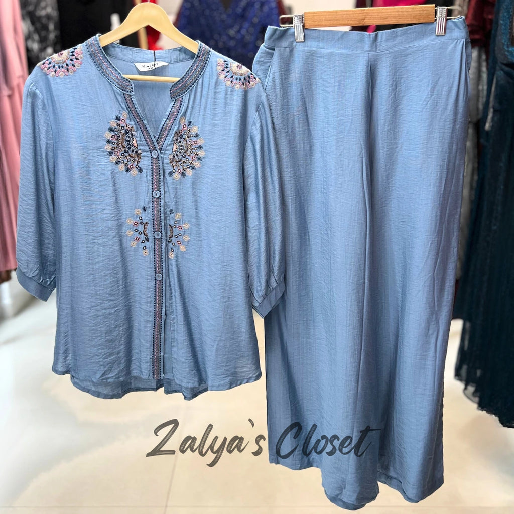 Front Embroidered Top and Pant Co-ord Set