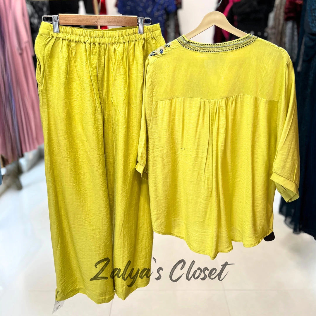 Front Embroidered Top and Pant Co-ord Set