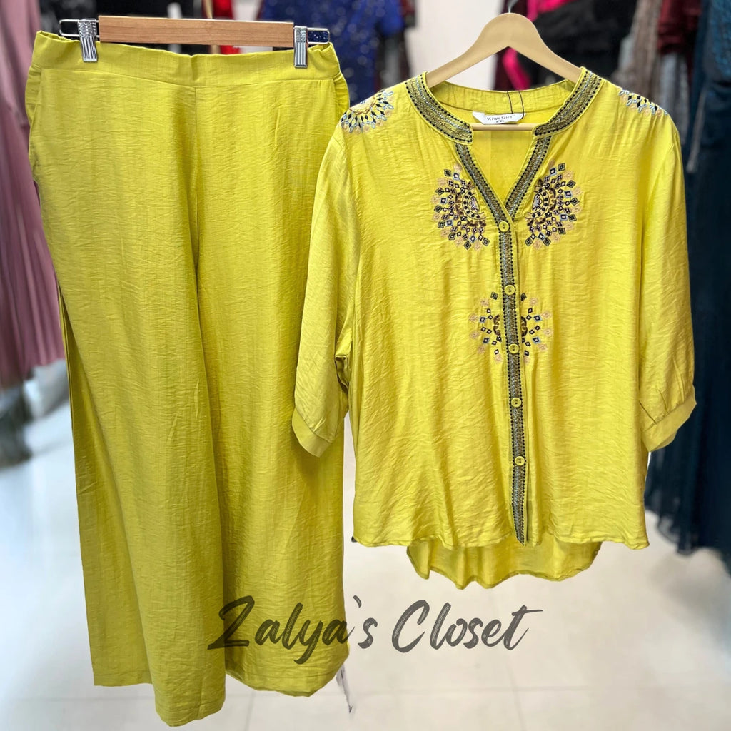 Front Embroidered Top and Pant Co-ord Set