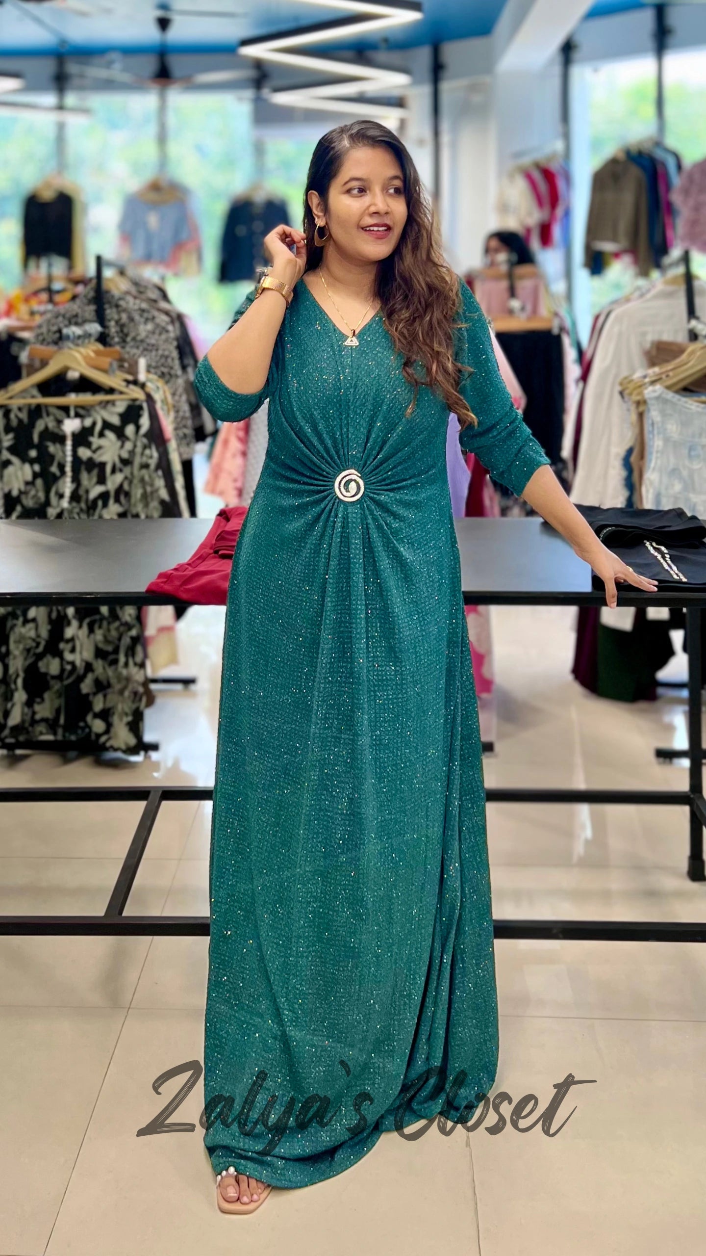 Full Length Gown with Designer stone work in Centre