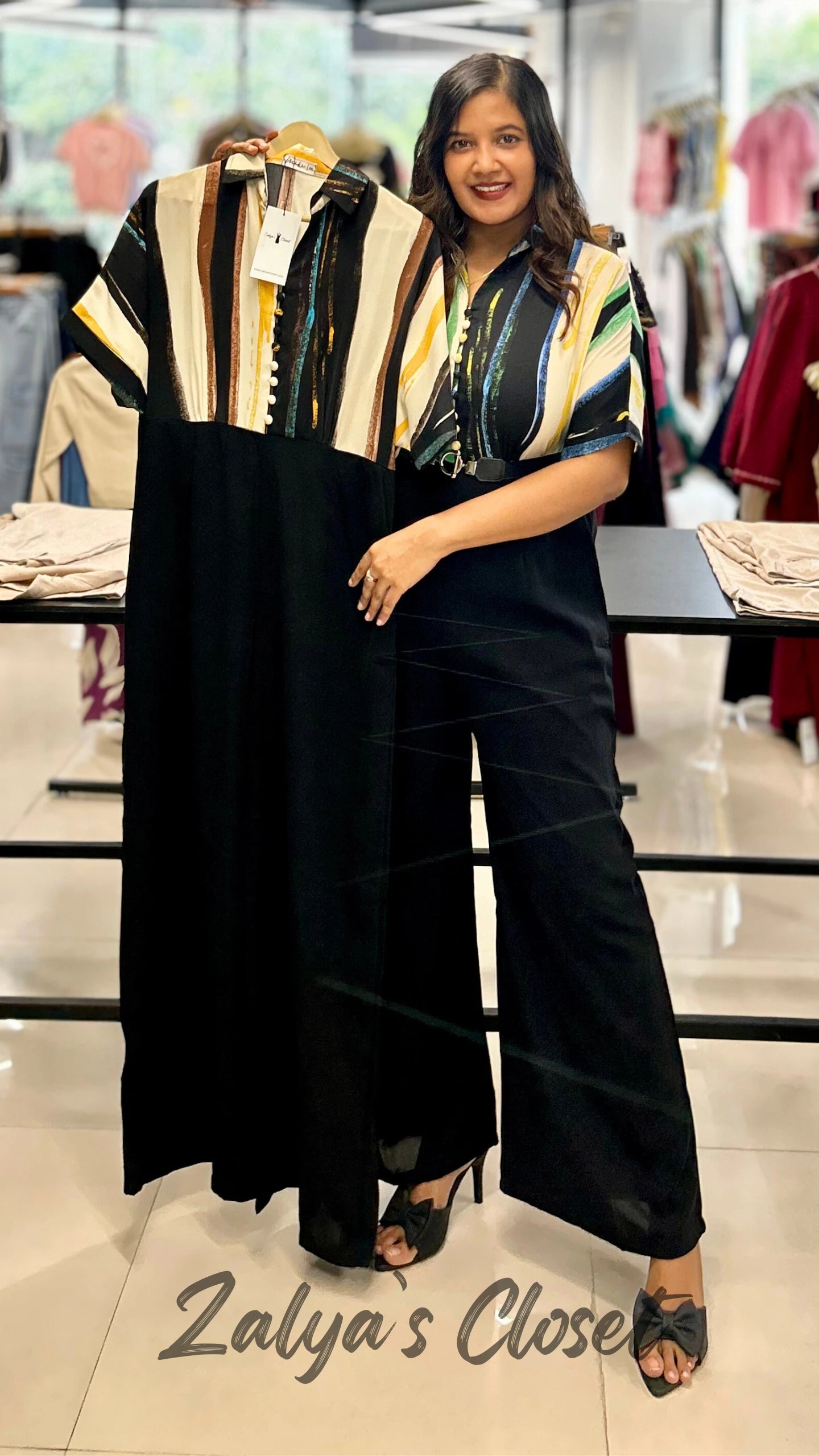 Half Printed Jumpsuit