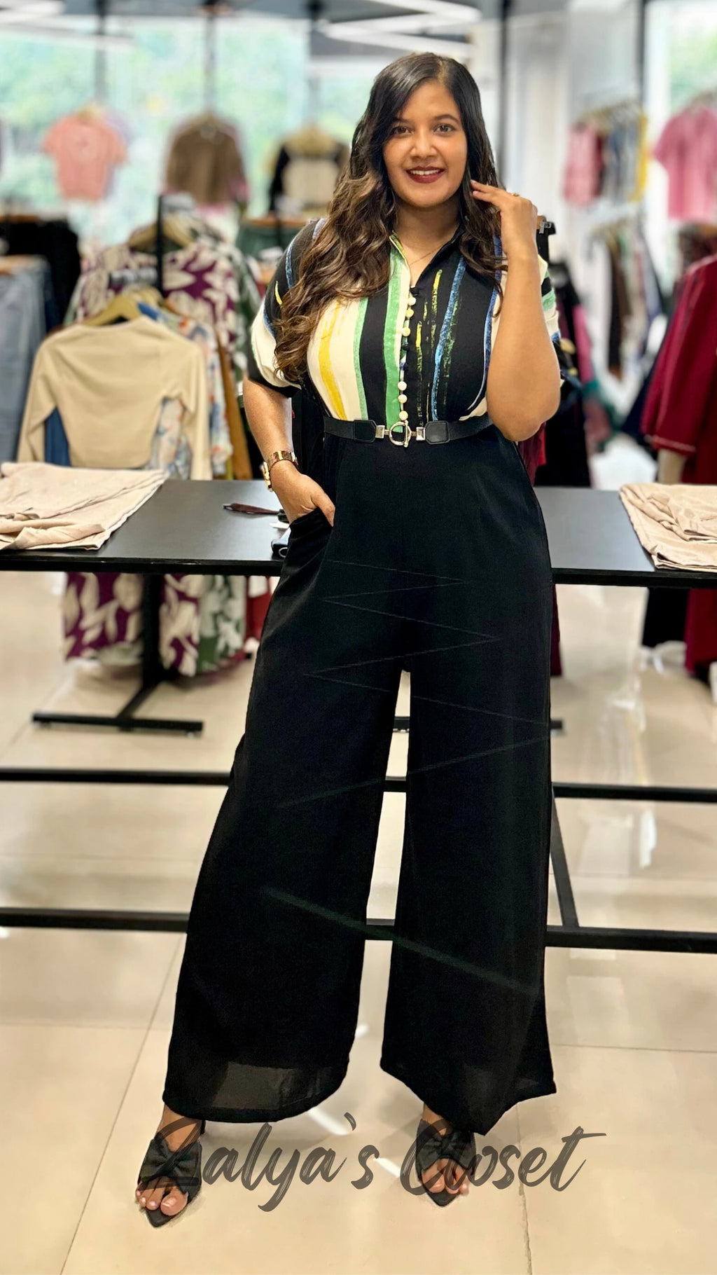 Half Printed Jumpsuit