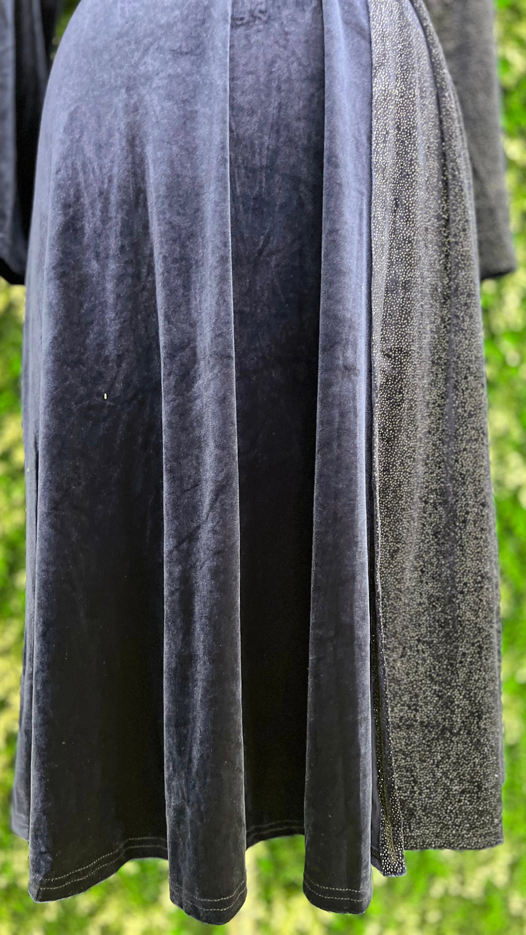 Half Shimmer Velvet Imported Party Wear Dress With Belt