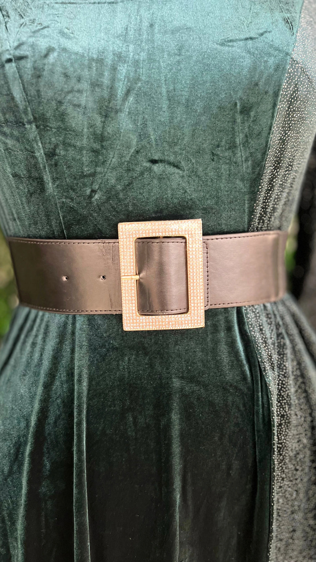 Half Shimmer Velvet Imported Party Wear Dress With Belt