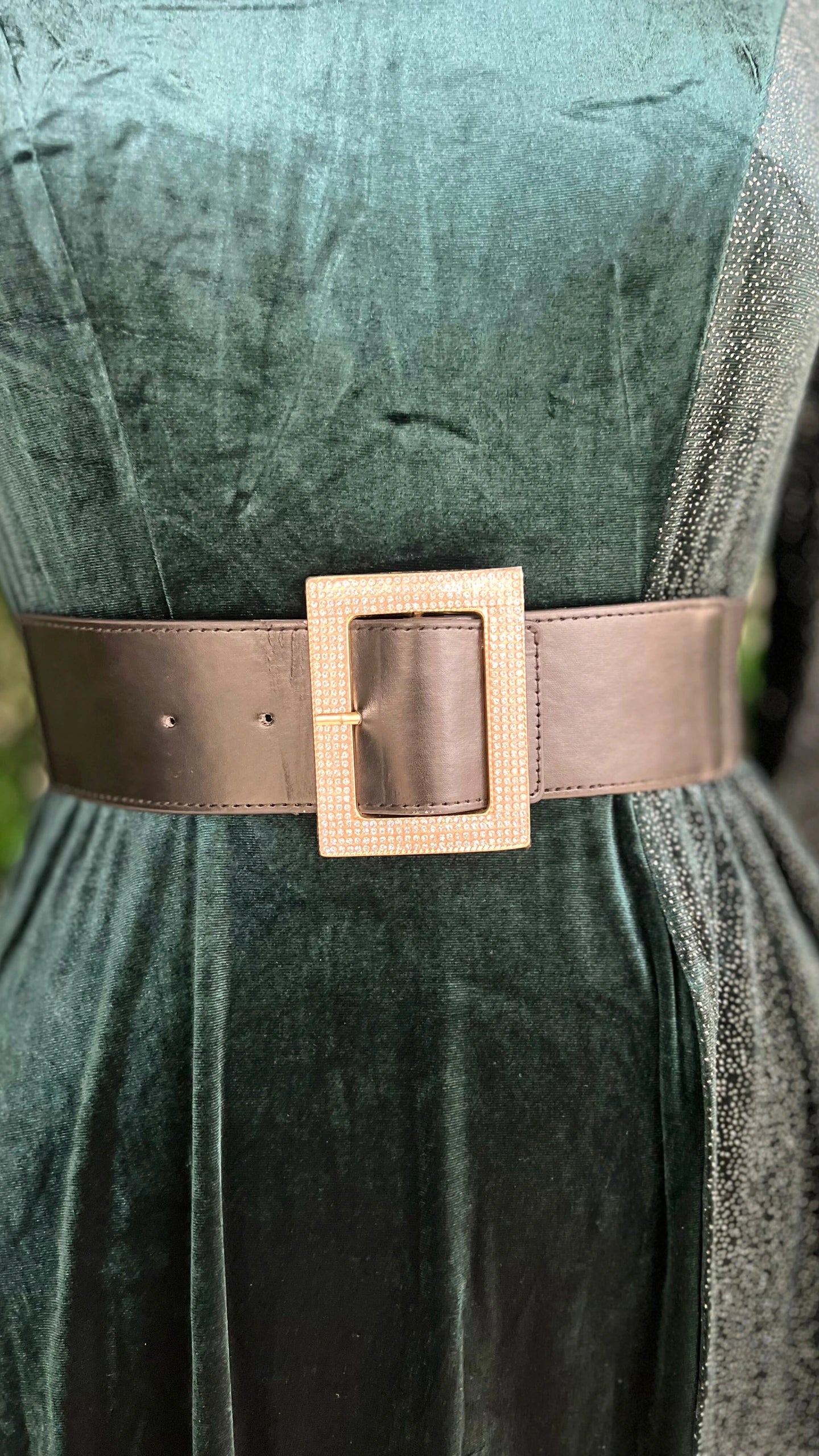 Half Shimmer Velvet Imported Party Wear Dress With Belt