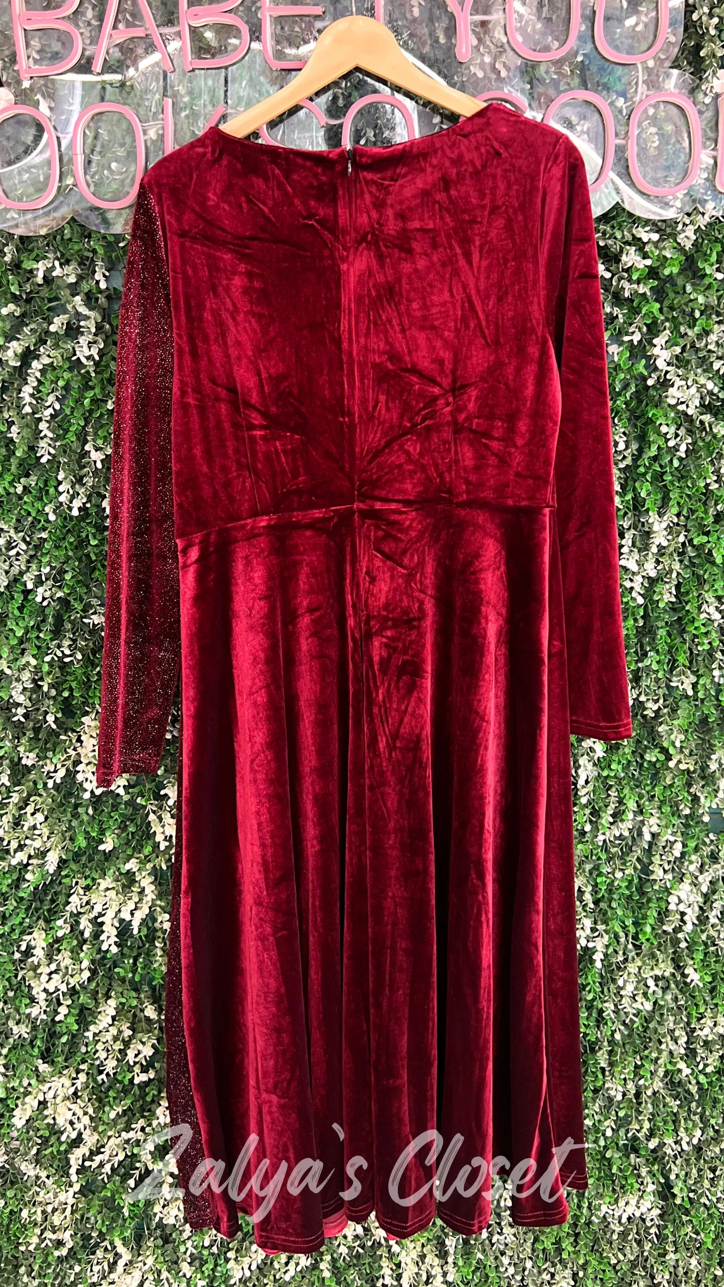 Half Shimmer Velvet Imported Party Wear Dress With Belt