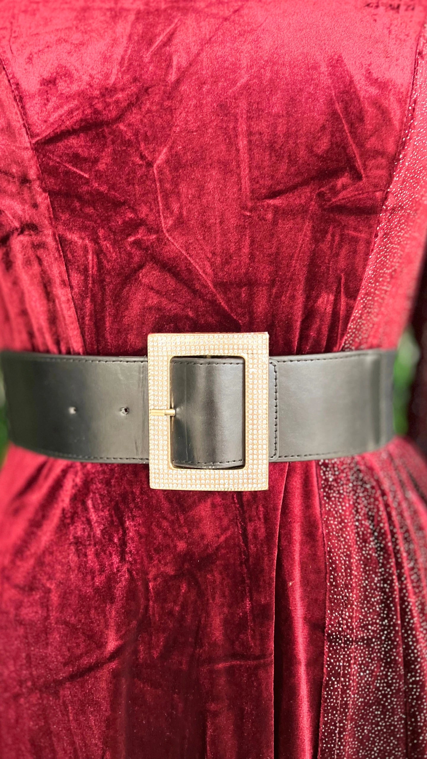 Half Shimmer Velvet Imported Party Wear Dress With Belt