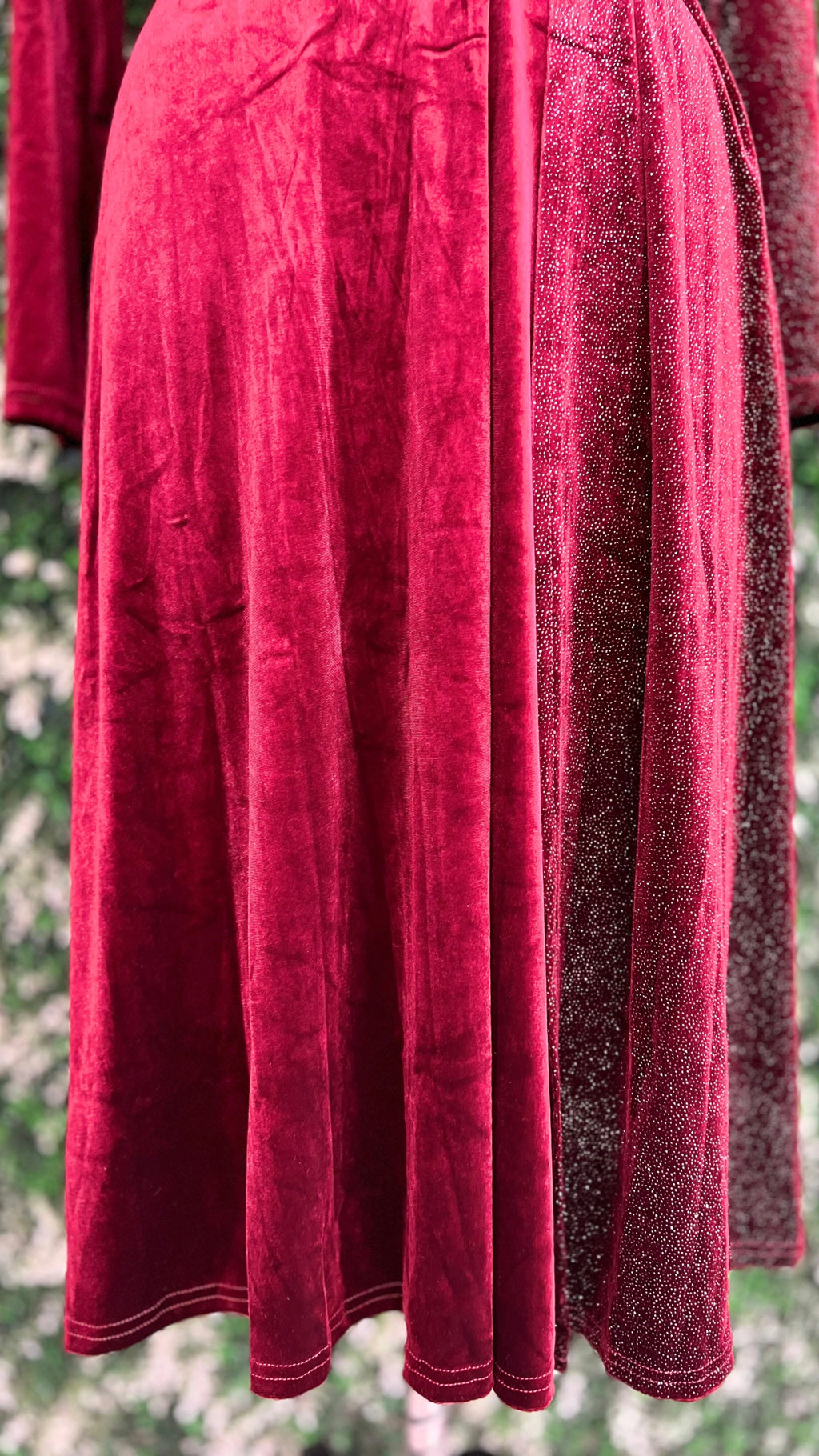 Half Shimmer Velvet Imported Party Wear Dress With Belt