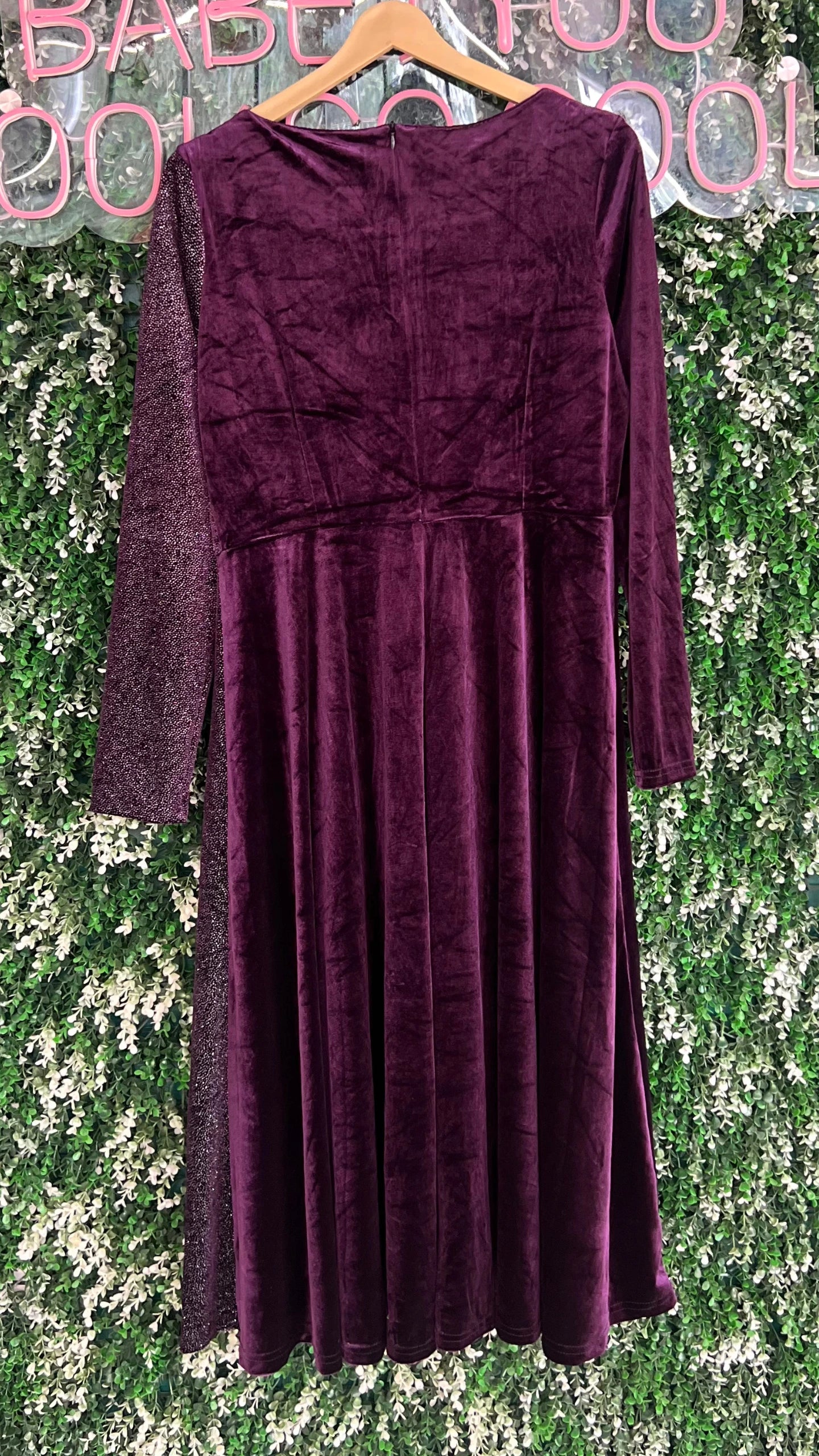 Half Shimmer Velvet Imported Party Wear Dress With Belt