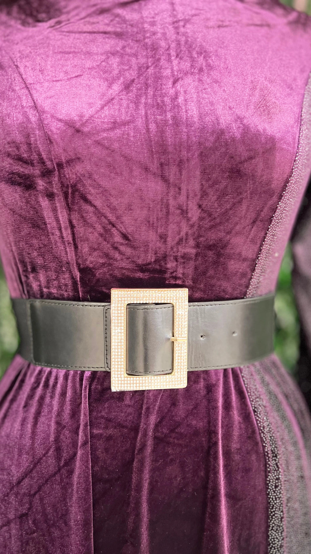 Half Shimmer Velvet Imported Party Wear Dress With Belt