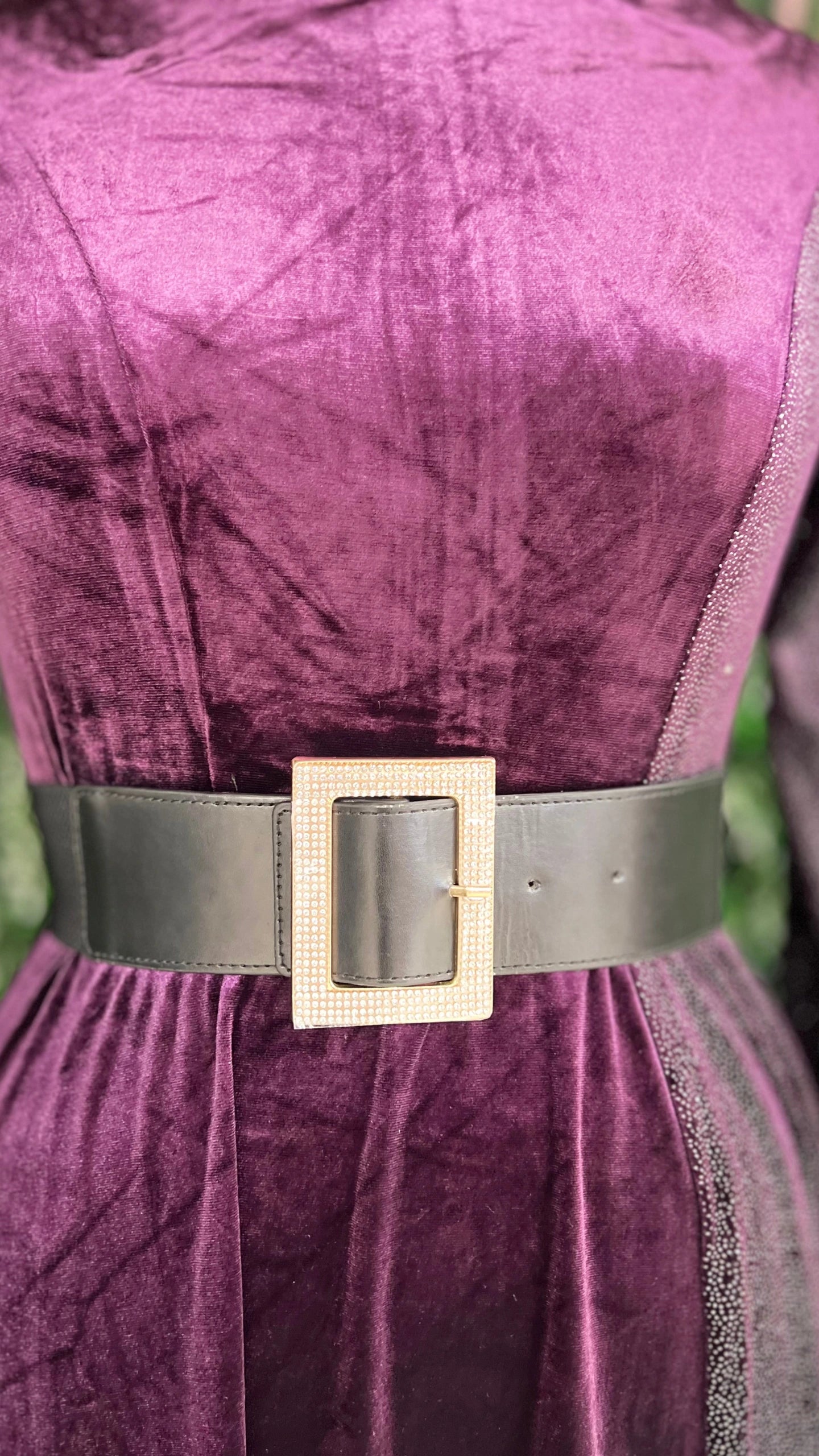 Half Shimmer Velvet Imported Party Wear Dress With Belt