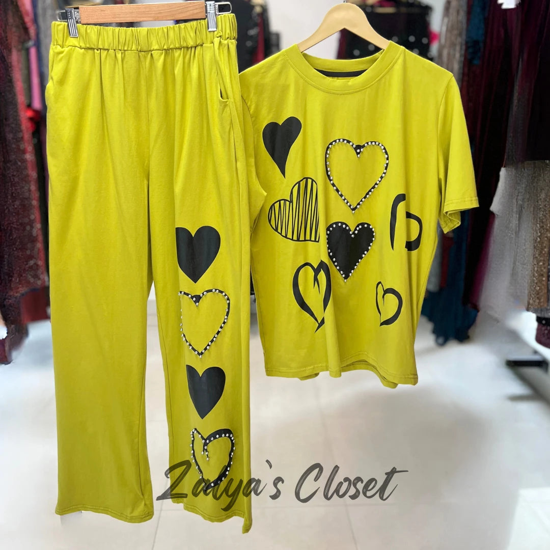 Heart Design Top & Pant Co Ord Set