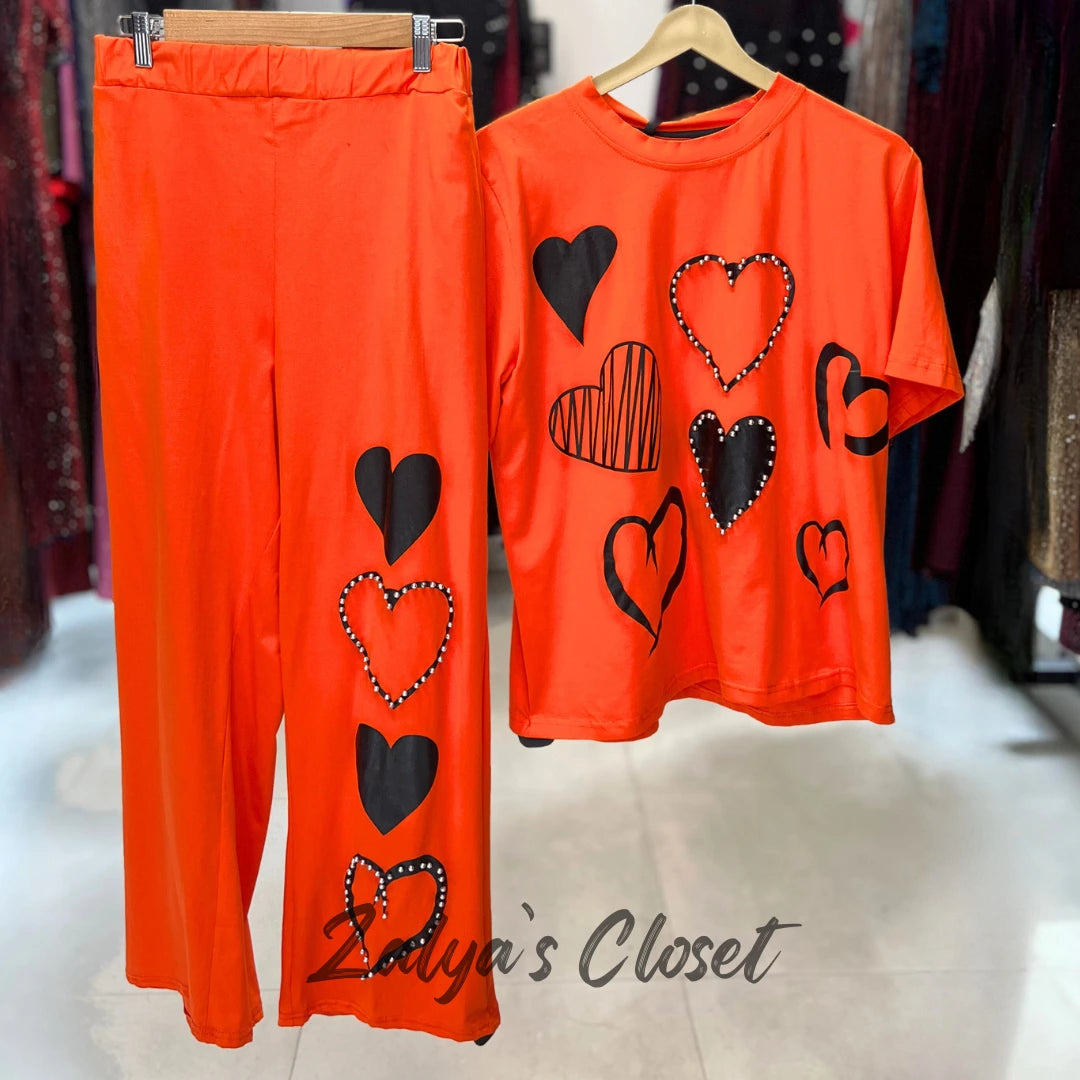 Heart Design Top & Pant Co Ord Set